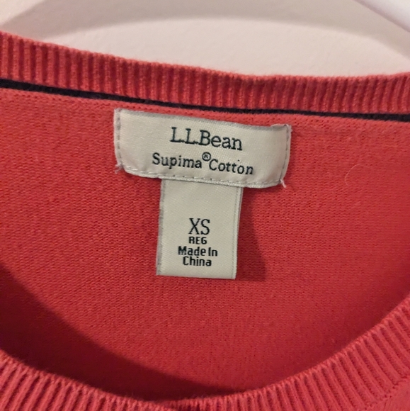 L.L. Bean Pink and Navy stripe Cardigan Sweater Buttons Size XS - Picture 2 of 3